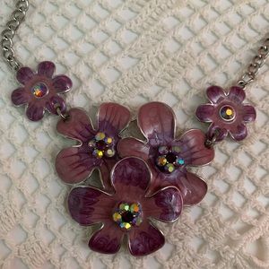 Purple Flower Chunky Necklace